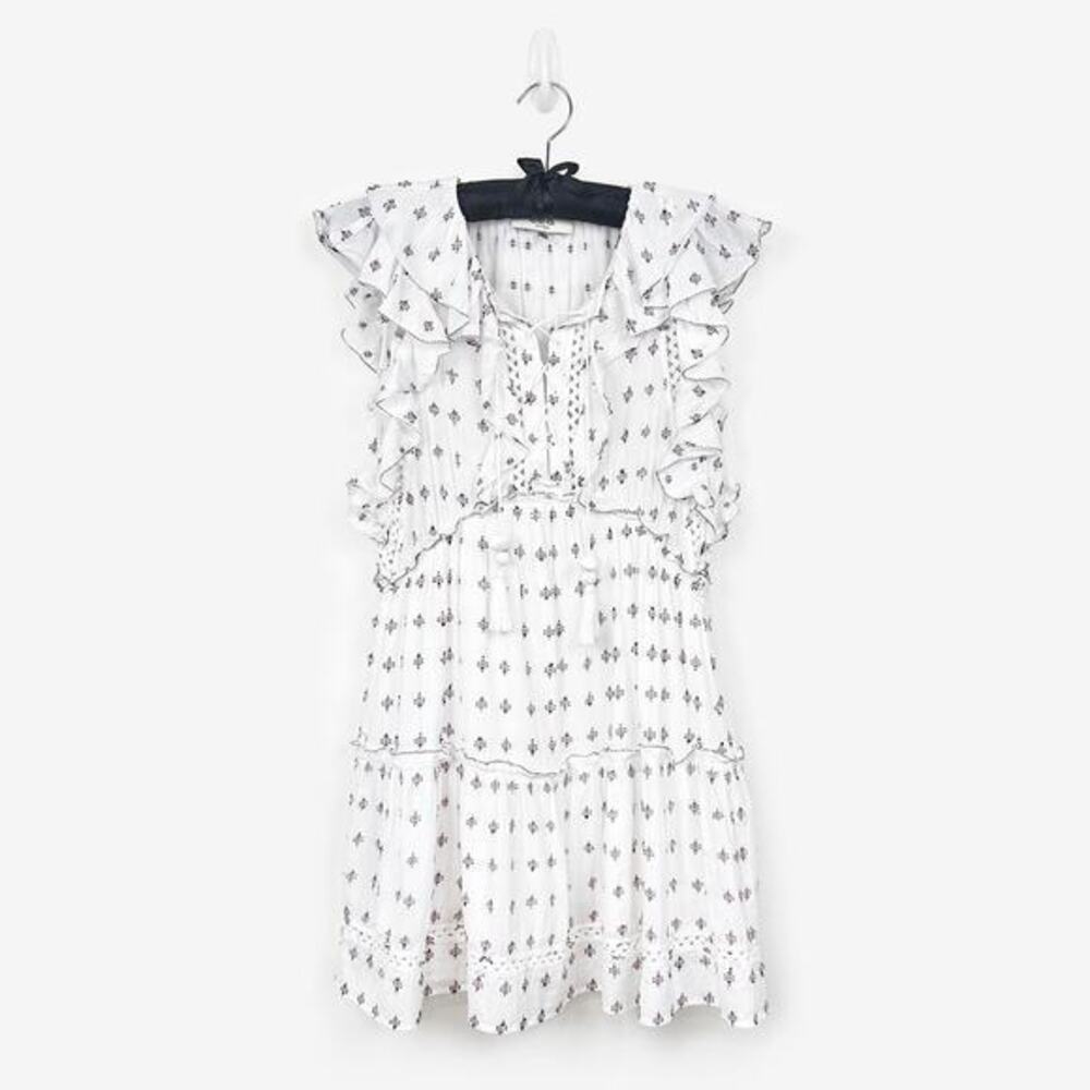 Sea New York Colette Mini Dress Size 4 White Cotton Ruffle Boho Cottage Girlcore